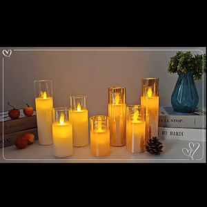M/L/XL Electric Candle Led LightsCandle Battery OperatedCandle For CemeteryCandles For Home DisplayKandila WholesaleHalloween CandlesCandle in Glass Led Flameless Candle With Glass Cover for Home Wedding Party Christmas Decoration