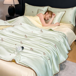 MANCAI | Washable Coolness Imitation Silk Summer Blanket Set