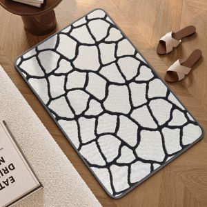 VIKAMA Minimalist Texture Floor Mat Non‑Slip Geometric Stone Pattern Doormat Decor Rug for Bathroom Entryway Bedroom Home