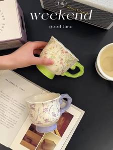 SHELI | Floral Home Breakfast Office Drinking Cup For Milk Coffee Gift