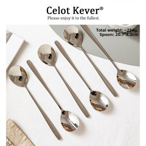 Food Grade 316L Stainless Steel Long Handle Round Spoon