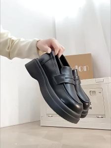 Agsdon | Thick Sole White Autumn Ladies Leather Loafers