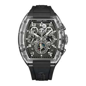 BONEST GATTI | BONEST GATTI Men Automatic Watch Tonneau Mechanical Wristwatch Crystal Case Rubber Band Month Week Date Multi Dial Watches