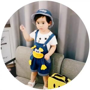 ＜906＞ ชุดเอี๊ยมเด็กชุดเด็กฤดูร้อนชุดเอี๊ยมเด็กแบบบางเสื้อผ้าเด็กแขนสั้น 7-8 เดือนคาวบอย