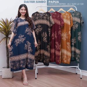 Terbaru Daster Batik Jumbo LD 120 // Motif PAPUA  Busui Friendly Kancing Depan //  Santung Rayon lembut nyaman di pakai // Pakaian Wanita sehari - hari // Gaun tidur // Bisa COD