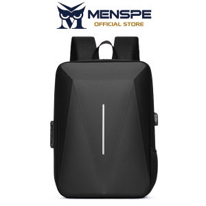MENSPE Fashion Mens Hard Shell Backpack Portable Laptop Backpack Large Capacity Business Computer Backpack 15.6-inch Waterproof Backpack Casual School Bag with USB Port Combination Lock & Luggage Strap for Travel/Study/Business