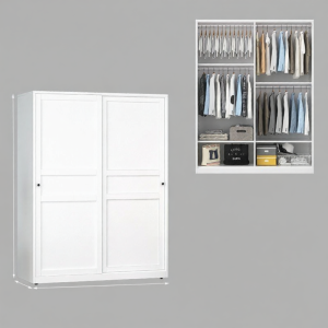 DIBIOU | Sliding Door Steel Wardrobe Large Capacity No Formaldehyde
