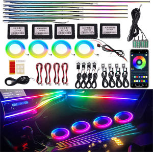 Đèn Nội Thất Ô Tô RGB 18 Trong 1 64 Màu Dải Sợi Quang Acrylic Symphony Đèn Trang Trí Tạo Không Khí Với Điều Khiển Bằng Ứng Dụng