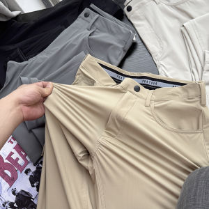 Mens Golf Tour Summer Spring Ice Silk Cool Feeling Straight Leg Casual Pants Long Trousers Business Casual Pure Color