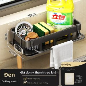 Giá Treo Khăn Lau Nhà Bếp Gắn Tường Kèm Giá Để Bát Đĩa Không Cần Khoan Giá Để Bọt Biển Giá Để Đồ Nhà Bếp Bằng Sắt Sơn Mài
