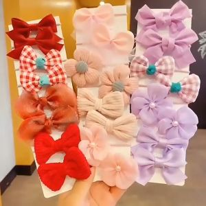 10Pcs Set Korean Style Baby Girl Elastic Rubber Hair Band Cute Hair Tie Set for Kids Baby Flower Bow Hair Accessories