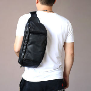 Soft Leather Motorcycle Bag Wide Shoulder Strap Large Capacity Multifunctional Knight Waist Bag Crossbody Backpack Multiple Pockets