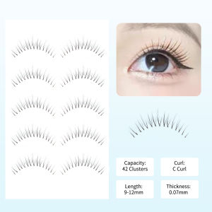 5 Pairs W41 False Eyelashes Wispy Soft Cluster Lashes Natural Thick Cartoon Eyelashes Clear Band Korean Style Anime Makeup
