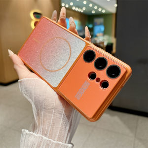 For MagSafe Glitter Glossy Phone Case for Samsung Galaxy S26 Plus S25 S24 S23 Ultra Wireless Charge Shockproof Protection Cover