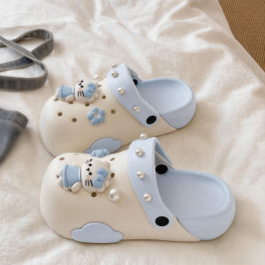 Cute Pearl Kitty Non-slip Soft-soled Womens Sandals With Closed Toes