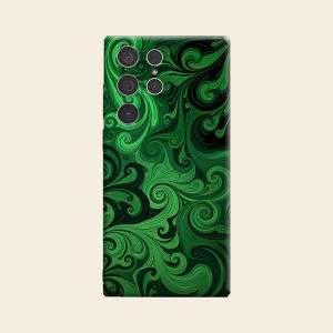 BILIBILI | Dark Green Swirl Fluid Luxury Fashion Full Lens Protective Case for Samsung Galaxy S26 S25 S24 A56 A36 Plus Ultra