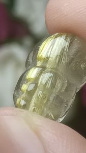 Golden Rutilated Pixiu Bead for bracelet 巴西纯天然钛晶貔貅(通孔) 招正财偏财