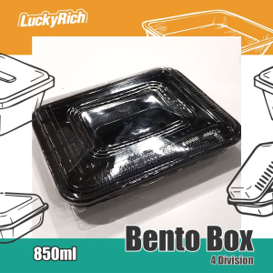 LuckyRich - Bento Box 4 - Division 25/50/100pcs Plastic Food Container with LID Cover