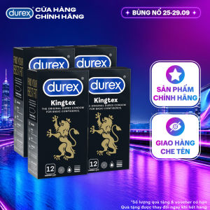 Bộ 4 hộp bao cao su Durex Kingtex bôi trơn ôm sát size 49mm 12 bao/hộp
