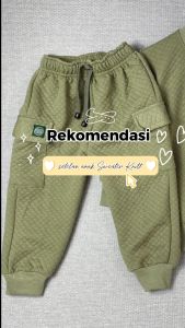 Setelan Switer Anak Laki Laki 3 4 5 6 7 8 Tahun Bahan Knit Diamond Celana Cargo Panjang