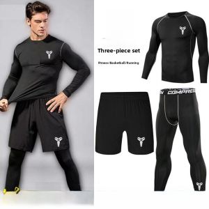 High Elasticity Mens Training Pants Tight Fitting Quick Dry Breathable Basketball Yoga Sports Compression Long Trousers