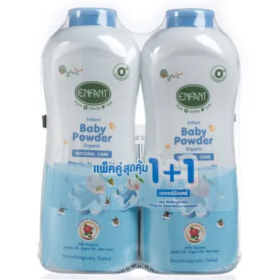 (1 แถม1)โฉมใหม่ ENFANT Baby Powder Organic แป้งเด็กอองฟองต์ ปริมาณสุทธิ 350กรัม×2 กระป๋อง (เลือกกลิ่น)