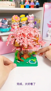 2229Pcs Sakura Tree House Architectural Decorations Bricks Ornaments Assembly Toys Gift For Girls