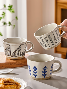 Yahong Ceramic Coffee Mug High-End Feeling Thick Earthenware Water Cup Office Drinking Cup High Aesthetic Value Breakfast Cup