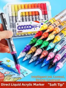 BAIZHI | Soft Tip Straight Liquid Acrylic Markers Non-See-Through Stackable Drawing Pen
