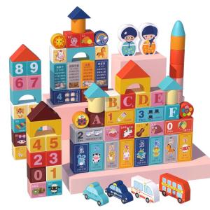 MWZ | Large Colorful Alphabet Educational Wooden Building Blocks for 1-year-old Girls
