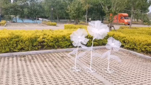 3pcs/set Artificial Giant Organza Flower With Stem and Base Wedding Guide Home Flower Art Decoration