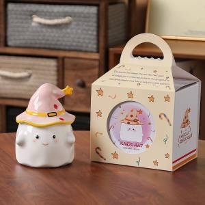 Aesthetic Cute Cartoon Ghost Ceramic Mug with Lid