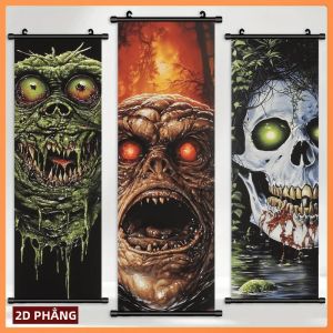 VIKAMA Halloween Kinh Dị Quái Vật Cuộn Thảm Ma Quái Gothic Treo Tường Trang Trí Nhà Phông Nền Dọc Cho Tiệc Và Phòng Khách