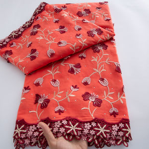 Swiss Voile Cotton Lace Fabric High Quality 5 Yards 3D Embroidered 2026 African Dry Cotton Lace Fabric for Women Dress Sewing