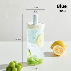 Large Capacity Glass Cup for Women Straw Tea Water Separation Summer New Style Tea Brewing Cup High Aesthetic Value Carote