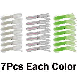 Luminous Squid Swimbait Fishing Lures 21Pcs Octopus Jig Head Glow Soft Plastic Lures Trout Bass Fishing Baits