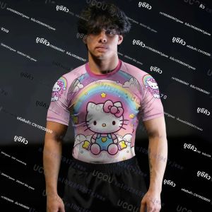 เสื้อยืดลายการ์ตูนเฮลโลคิตตี้ สำหรับผู้ชายและผู้หญิง เสื้อยิมยูยิตสู เสื้อแฟชั่นกีฬา ทรงโอเวอร์ไซส์ สำหรับออกกำลังกาย แห้งเร็ว เสื้อยืดผู้ชาย