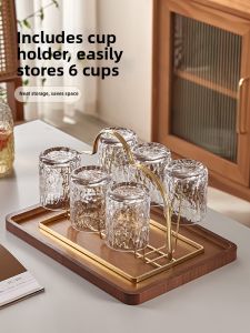 YINXIANG80YIGUAN | Elegant High-End Glass Cup Set 6 Cups with Holder