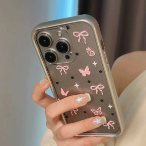 Creative Polka Dot Butterfly Bow Phone Case for iPhone 15 pro Max Transparent Silicone Anti-Fall Soft Shell Protection Cover