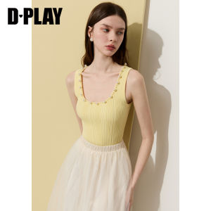D-PLAY | Áo Dù Dáng Ôm Màu Vàng Hình U