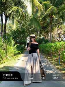 Loose High Waist Linen Casual Pants Womens Wide Leg Pants Floor-Length Drapey Skirt Pants Comfortable Polyester Fiber