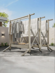 MINGZHI | Heavy-duty Anti-wind Folding Floor Clothes Rack