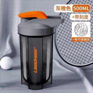 Fitness Protein Shaker Cup for Men Portable Stirring Scale Plastic Water Bottle Smoothie Cup Handy Gym Sports Drink Container