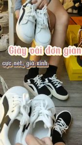 Giày Thể Thao Nữ VEBET Buộc Dây canvas bata Đế Bằng Cao 3cm Mới Hot Màu Đen/Trắng Hàn Quốc Thời trang đi làm đi học