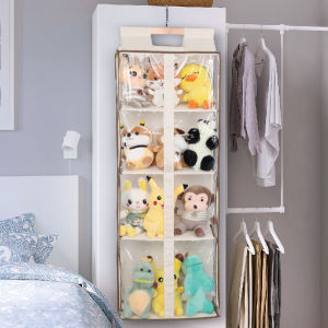 Full Closure Transparent Plush Toy Organizer Rack Wall Mounted Closet Doll Display Bag Storage Solution Japanese Style Pure Color