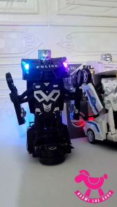 Warior Police Mainan Mobil Polisi Jadi Robot Putih Biru Hitam Mainan Anak Mobil Jadi Robot Murah