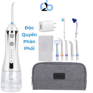 Máy tăm nước cầm tay H2ofloss HF6 phiên bản nâng cấp với nút mở bình nước. Tặng bộ 5 đầu tăm kèm túi đựng du lịch