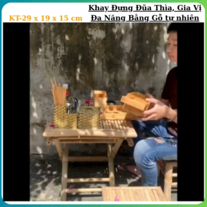 Khay Gỗ Đựng Đũa Thìa đựng Gia Vị Đa Năng Bằng Gỗ tự nhiên sang trọng
