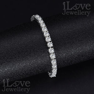 iLove Jewellery 925 Sterling Silver Tennis Bracelet 3.75mm Round Cut Cubic Zirconia 18K White Gold Plated Zircon Jewelry Diamond Gifts for Women Fashion ILB004