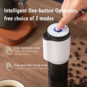 JustLiving Electric Coffee Grinder Travel Portable Coffee Bean Grinder Stainless Steel Conical Burr with Adjustable Setting Fine to CoarseFaster Grinding for OfficeHomeCampingBlack